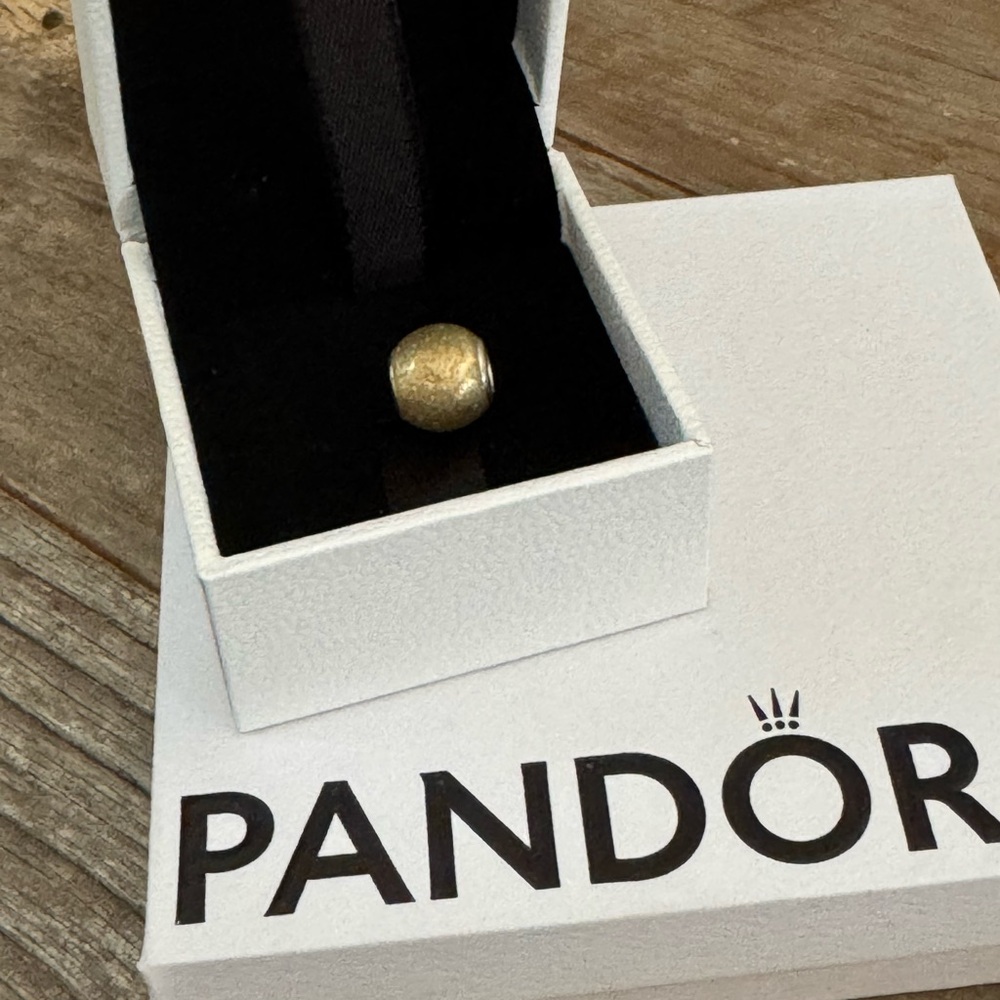 Pandora 925 Sterling Silver Golden Glitter Enamel Ball Charm